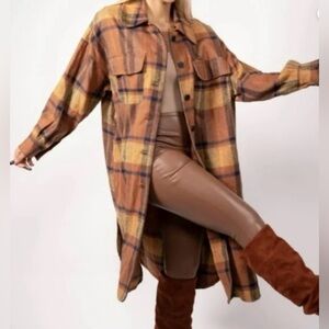 Grace + Karma Rust Plaid Shacket like new condition